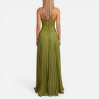 Formelles Plissiertes Maxikleid mit Corsage