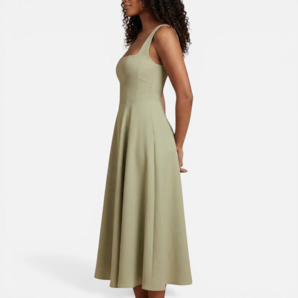 Midikleid für Hochzeitsgäste mit eckigem Ausschnitt und Trägern