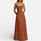 Damen Maxikleid mit Spaghettiträgern und ausgestelltem Rock