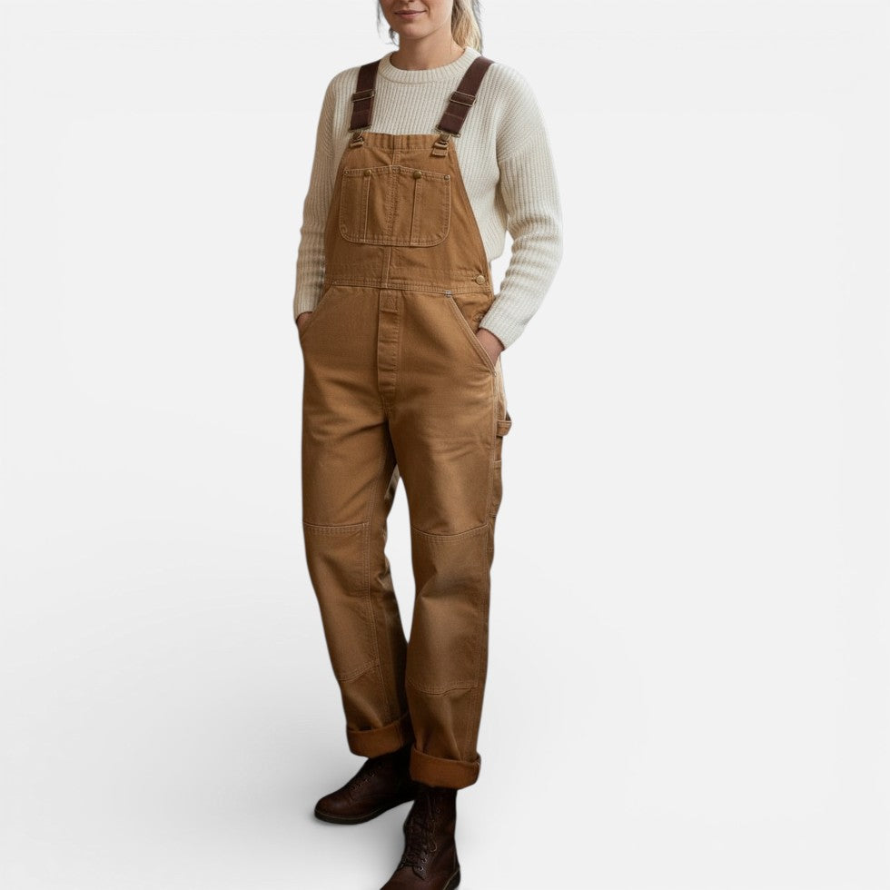 Damen Latzhose aus Canvas mit lockerer Passform