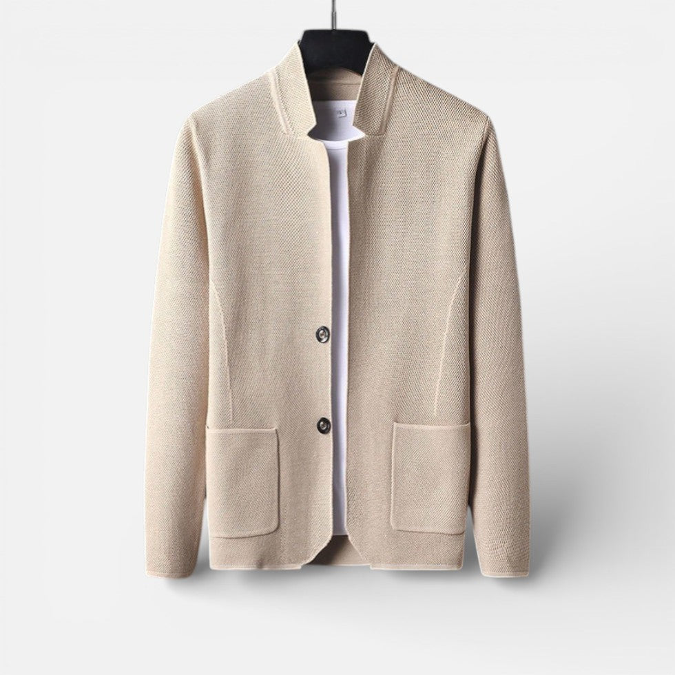 Herren Strickjacke mit Knopfleiste und strukturiertem Stoff