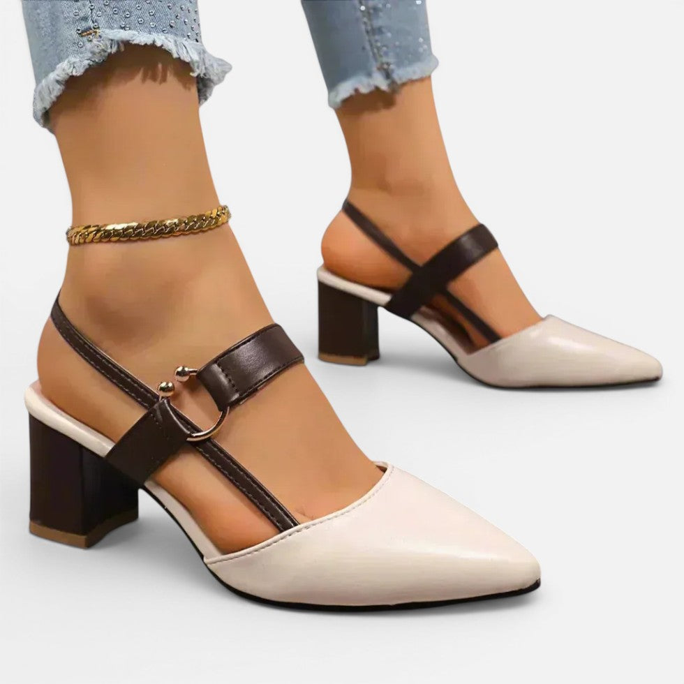 Damen Pumps mit Blockabsatz und Riemchen