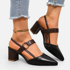 Damen Pumps mit Blockabsatz und Riemchen