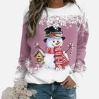 Weihnachtspullover Damen mit Winterlichem Schneemannmotiv