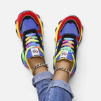 Damen Sneaker mit Plateausohle und Mesh Einsatz