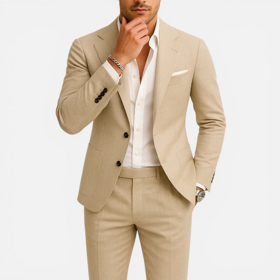 Herren Business Anzug mit schmaler Passform und Knopfleiste