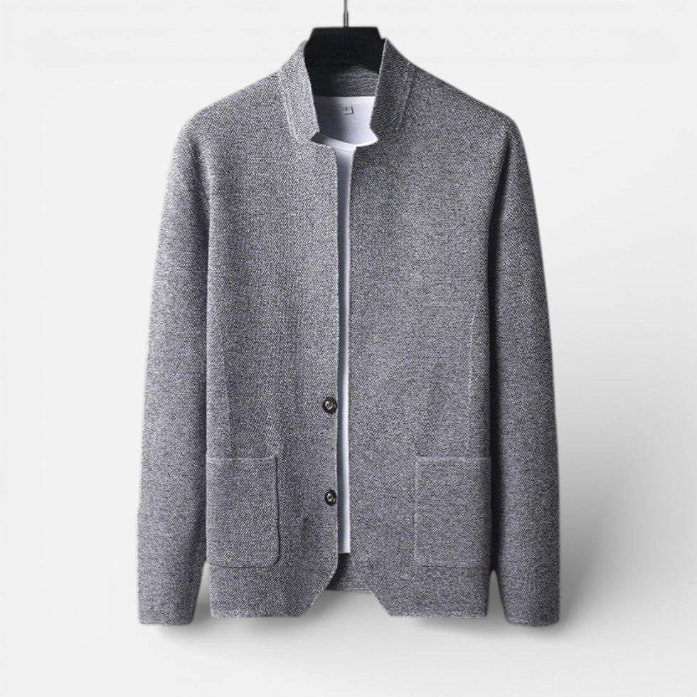 Herren Strickjacke mit Knopfleiste und strukturiertem Stoff