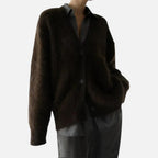 Damen Kaschmir Strickjacke Oversize – Winter Cardigan mit V-Ausschnitt