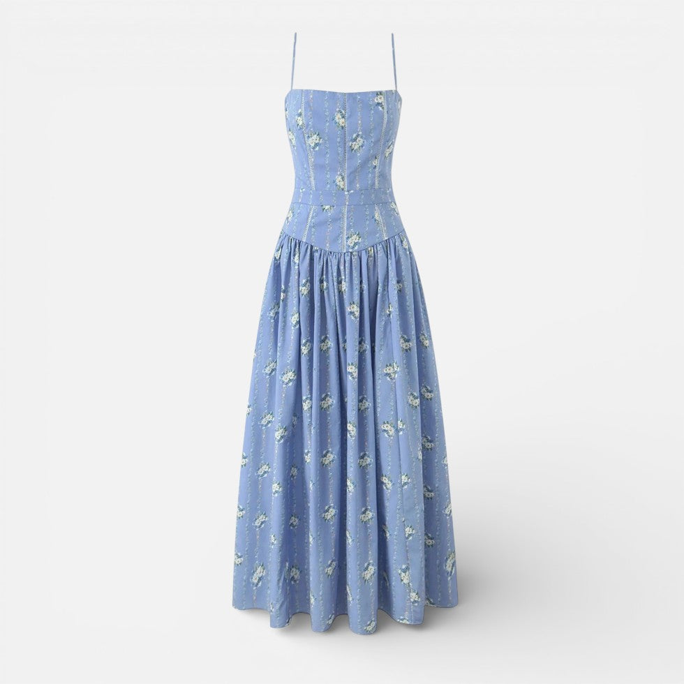 Langes Trägerkleid mit Eleganz Blumenmuster