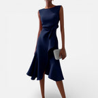 Damen Maxikleid mit V Ausschnitt und fließender Silhouette