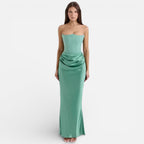 Trägerloses Satinkorsett-Maxikleid für Hochzeitsgäste