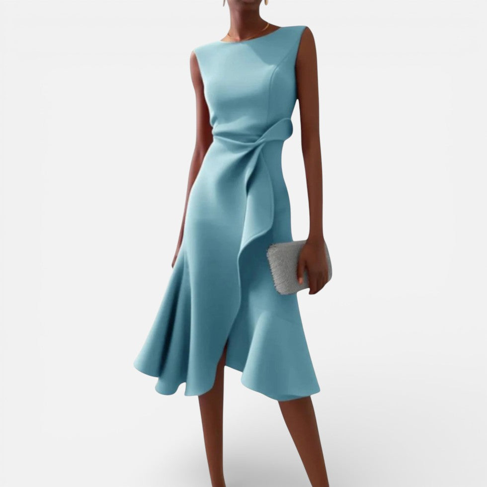 Damen Maxikleid mit V Ausschnitt und fließender Silhouette