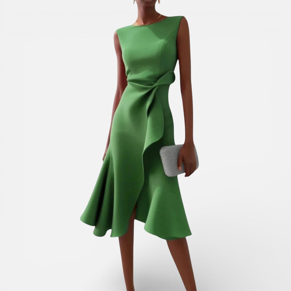 Damen Maxikleid mit V Ausschnitt und fließender Silhouette