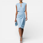 Damen Midikleid mit Drapierung und ärmellosem Design