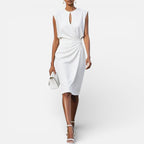 Damen Midikleid mit Drapierung und ärmellosem Design