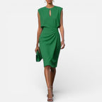 Damen Midikleid mit Drapierung und ärmellosem Design