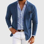 Herren Strickblazer aus Baumwolle im Old-Money-Stil – Sakko mit aufgesetzten Taschen