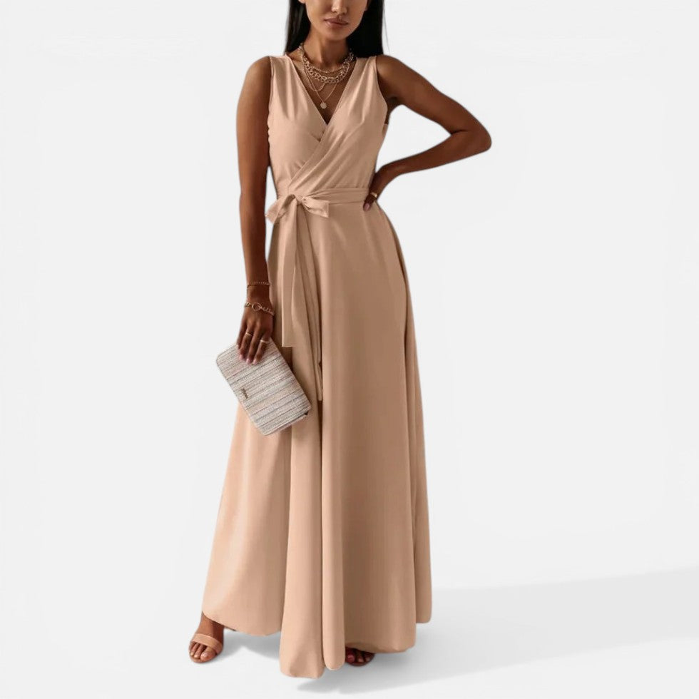 Maxikleid mit Wickeloptik und Taillengürtel