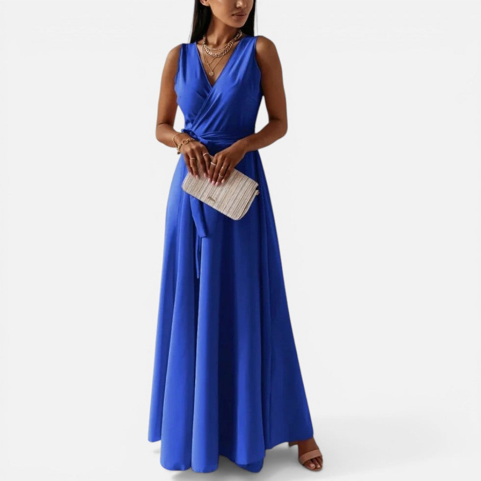 Maxikleid mit Wickeloptik und Taillengürtel