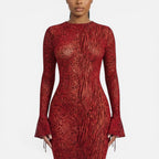 Damen Maxikleid mit Animalmuster und Rückenausschnitt