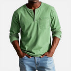 Herren Langarmshirt mit Knopfleiste und Brusttasche