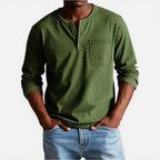 Herren Langarmshirt mit Knopfleiste und Brusttasche