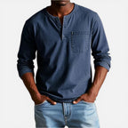 Herren Langarmshirt mit Knopfleiste und Brusttasche