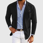 Herren Strickblazer aus Baumwolle im Old-Money-Stil – Sakko mit aufgesetzten Taschen