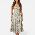 Floral Midikleid für Hochzeitsgäste mit Trägern