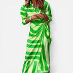 Wickelkleid mit Streifen und Taillengürtel