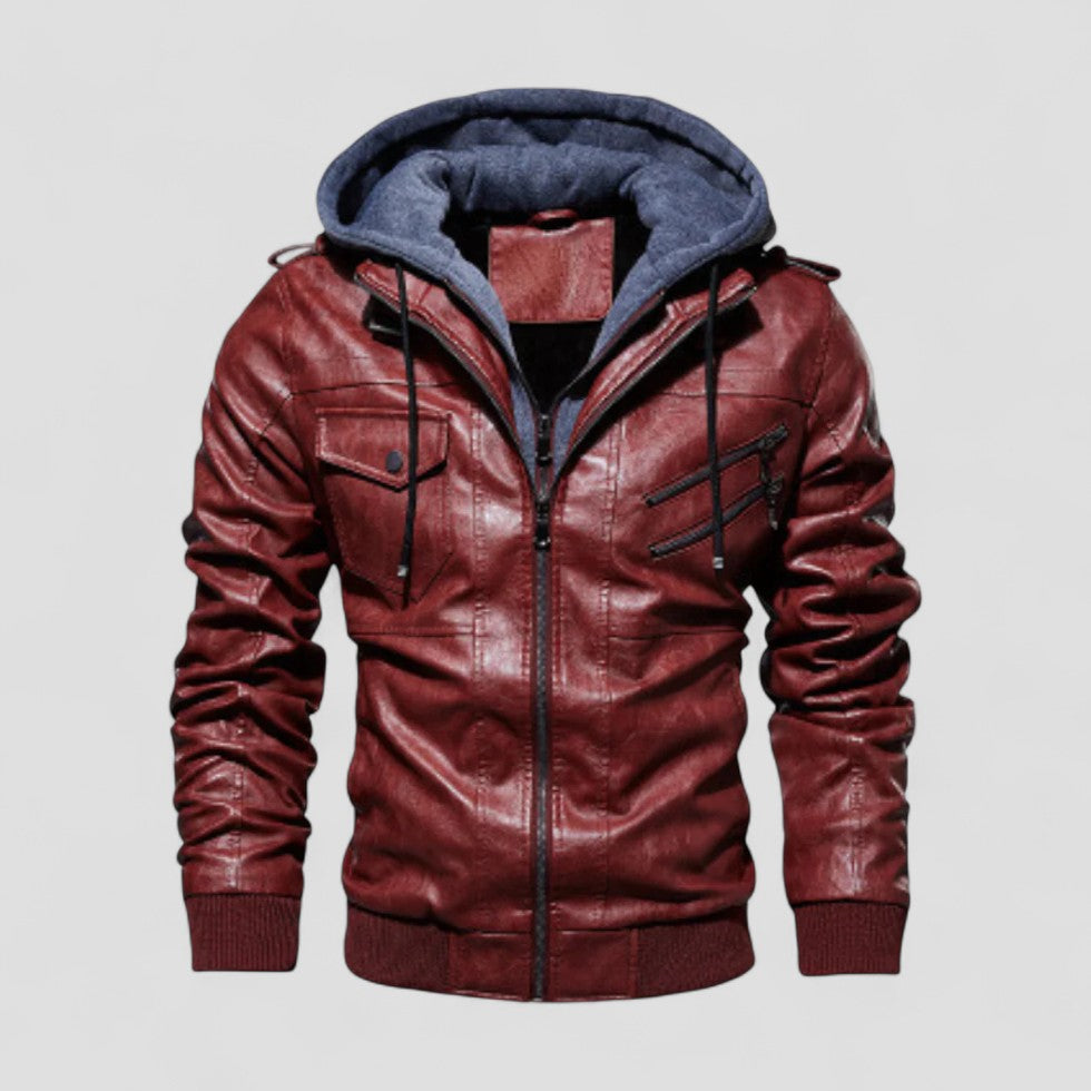 Kunstlederjacke mit Kapuze für Herren