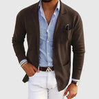 Herren Strickblazer aus Baumwolle im Old-Money-Stil – Sakko mit aufgesetzten Taschen