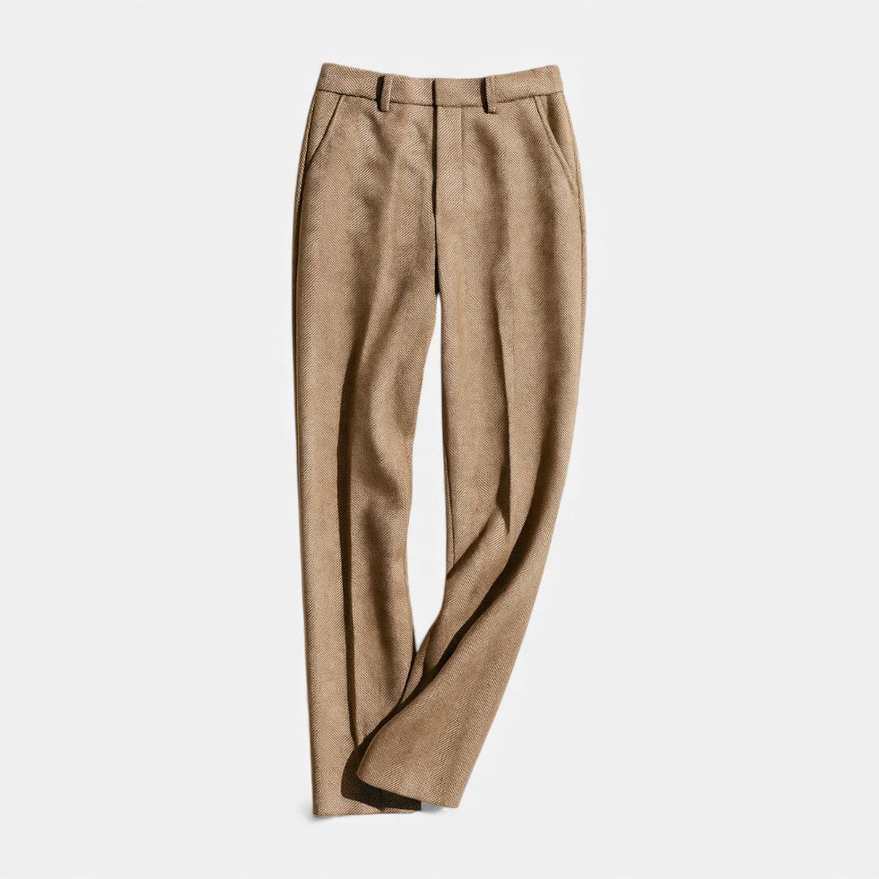 Damen Stoffhose mit Fischgrätenmuster