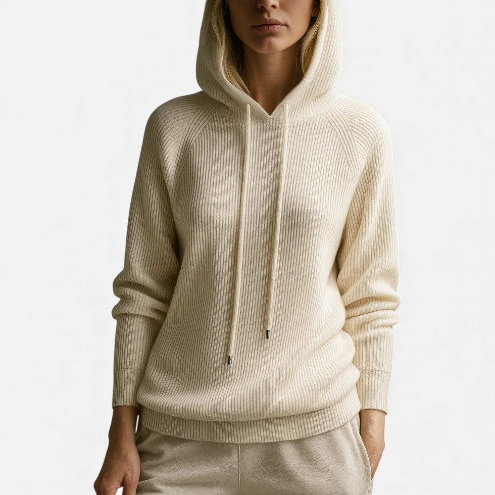 Damen Strick Hoodie mit weichem Rippmaterial