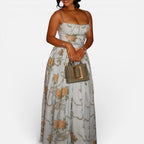 Langes Trägerkleid mit Blumenmuster