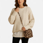 Damen Oversized Strickpullover Grob Gestrickt mit Rundhalsausschnitt