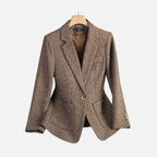 Damen Wollblazer mit Reverskragen und aufgesetzten Taschen