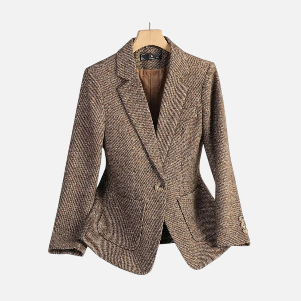 Damen Wollblazer mit Reverskragen und aufgesetzten Taschen