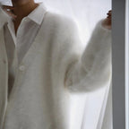 Damen Kaschmir Strickjacke Oversize – Winter Cardigan mit V-Ausschnitt