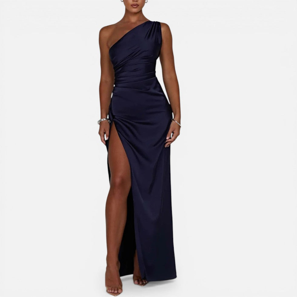 Maxikleid mit One Shoulder Design und hohem Schlitz