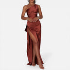 Maxikleid mit One Shoulder Design und hohem Schlitz