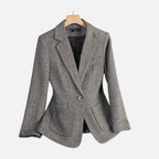 Damen Wollblazer mit Reverskragen und aufgesetzten Taschen