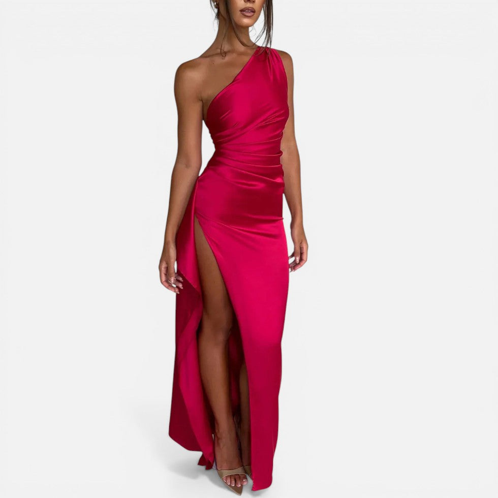 Maxikleid mit One Shoulder Design und hohem Schlitz