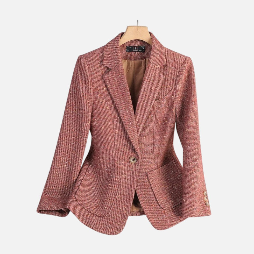 Damen Wollblazer mit Reverskragen und aufgesetzten Taschen
