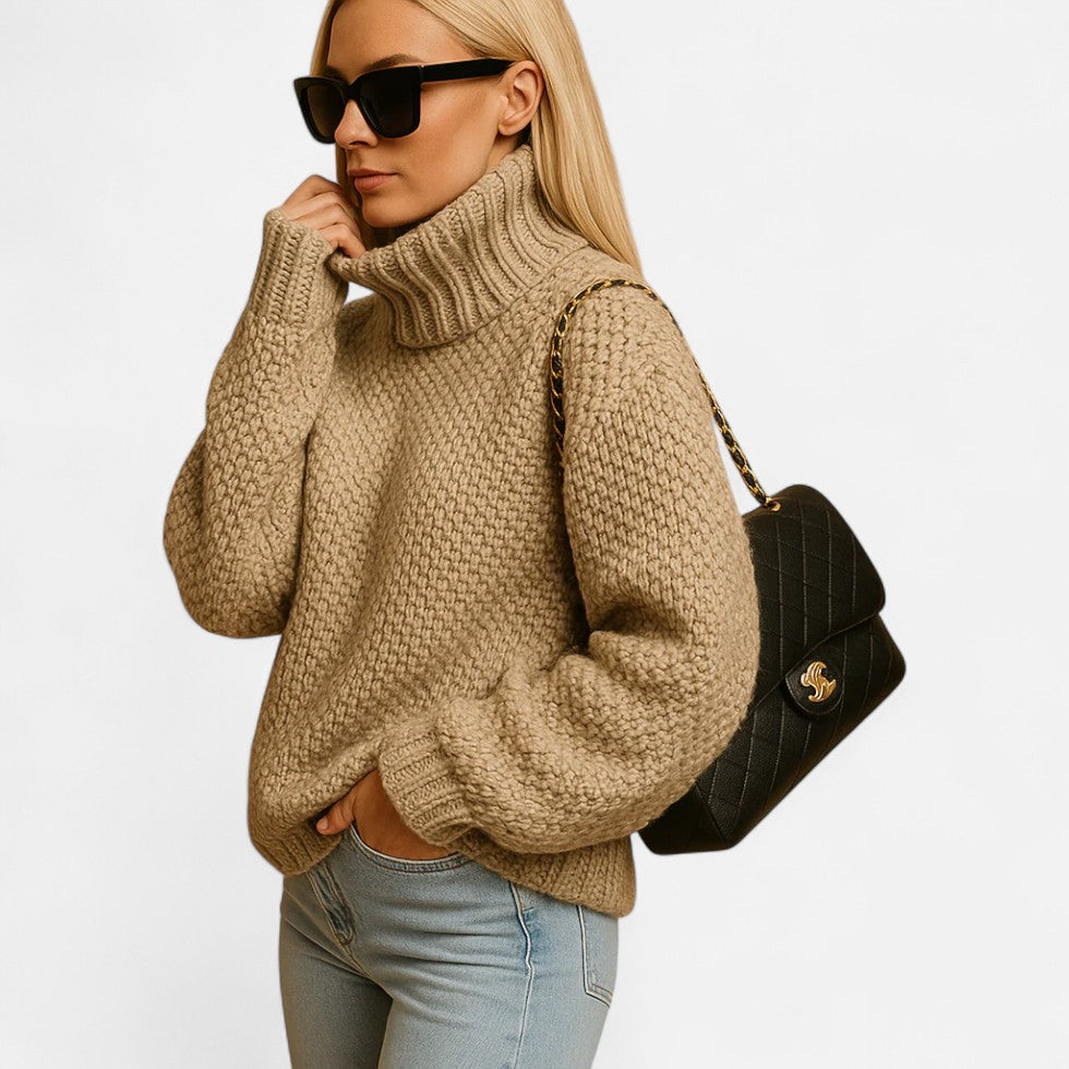 Warmer Strickpullover Damen Mit Rollkragen