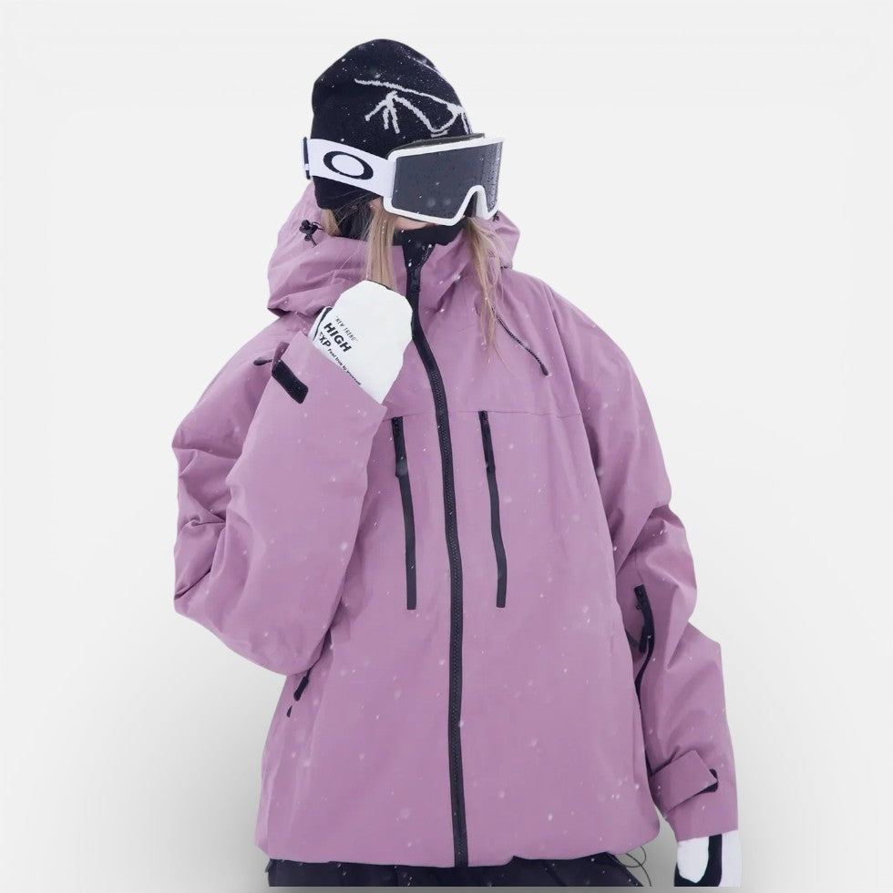 Damen Skijacke mit Kapuze und Reißverschlusstaschen