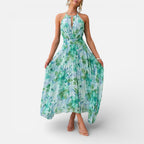 Damen Midikleid mit Neckholder und floralem Muster
