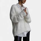 Damen Kaschmir Strickjacke Oversize – Winter Cardigan mit V-Ausschnitt