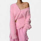 Damen Kaschmir Strickjacke Oversize – Winter Cardigan mit V-Ausschnitt