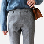 Damen Stoffhose mit Fischgrätenmuster